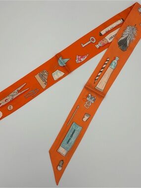 Hermès Twilly In the Pocket Silk Scarf Orange Stationery Objects Bag Scarf
